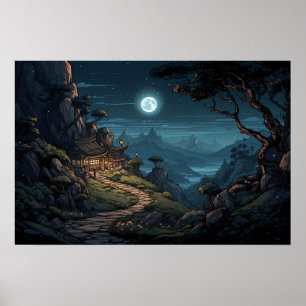 Illustration som lindrar väg till bergsstuga poster