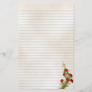 Illustration Stationery Vintage Red Carnations Brevpapper