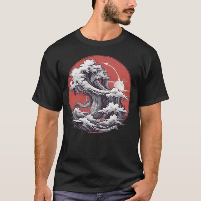 Illustration T-Shirt från japanska Stil-Vågarna (Framsida)