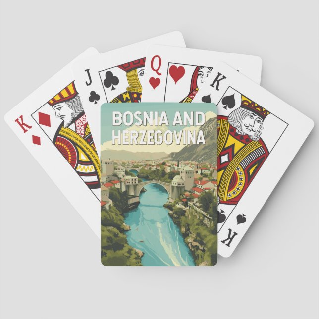 Illustration Travel Art i Bosnien och Hercegovina Casinokort (Baksidan)