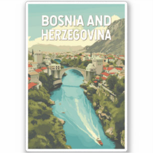 Illustration Travel Art i Bosnien och Hercegovina Klistermärken