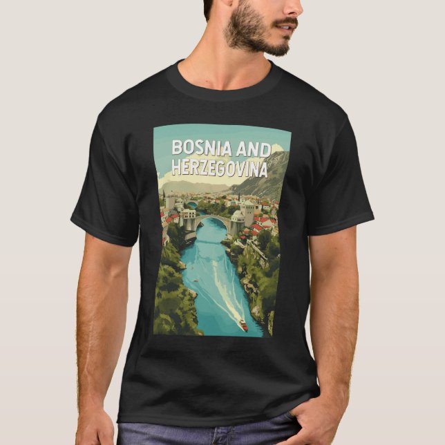 Illustration Travel Art i Bosnien och Hercegovina T Shirt (Framsida)