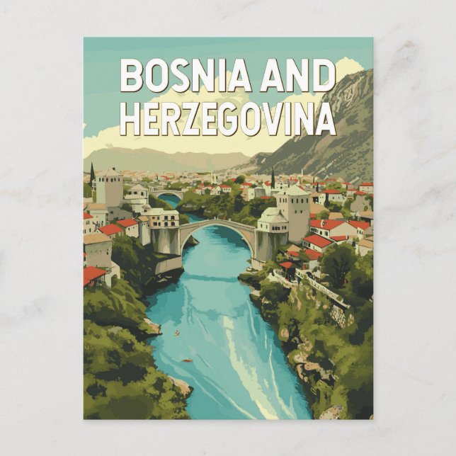 Illustration Travel Art i Bosnien och Hercegovina Vykort (Framsida)