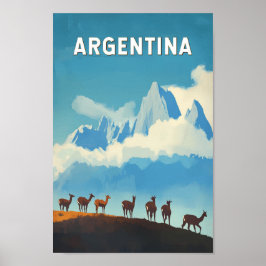 Illustration Travel Art Vintage i Argentina Poster
