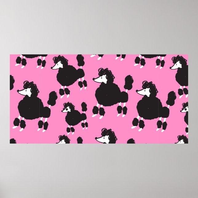 Illustration vintage fransk pudel sömlös patron poster (Framsidan)