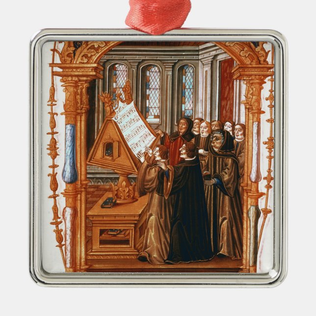 Illustration visa att sjunga för kör julgransprydnad metall (Framsidan)