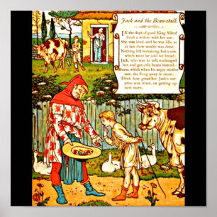 Illustration-Walter Crane 4 med poster Vintage