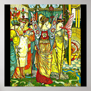 Illustration-Walter Crane 53 med poster Vintage