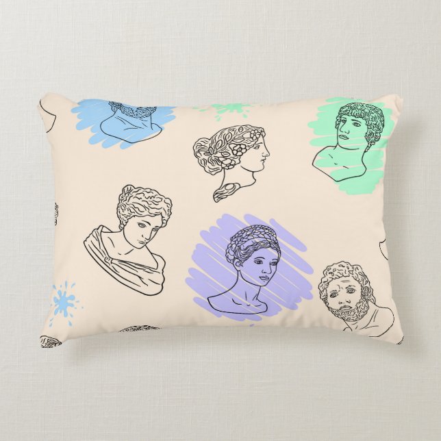 Illustration with the contours of Greek statues. B Prydnadskudde (Framsidan)