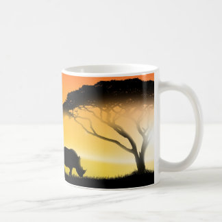 Illustrationafrikanen landskap kaffemugg