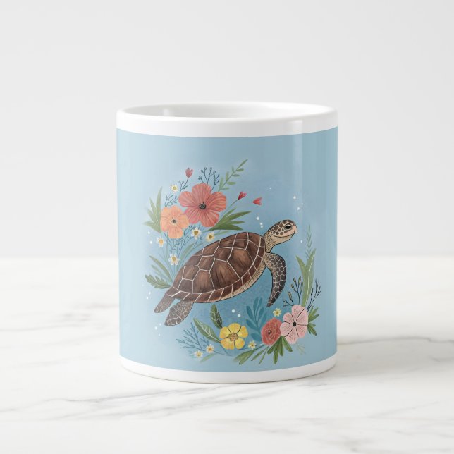 Illustrationen av en havssköldpadda jumbo mugg (Framsidan)