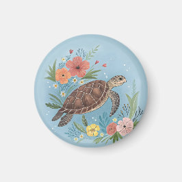 Illustrationen av en havssköldpadda magnet