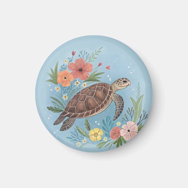 Illustrationen av en havssköldpadda magnet (Framsidan)