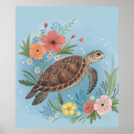 Illustrationen av en havssköldpadda poster