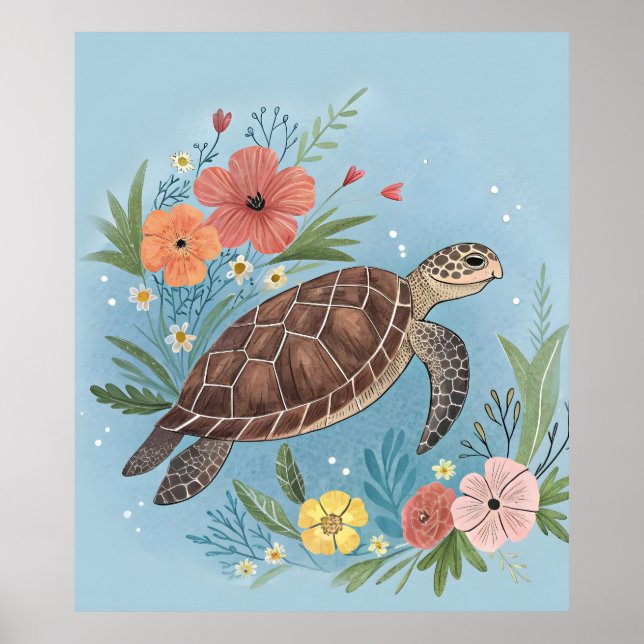 Illustrationen av en havssköldpadda poster (Framsidan)