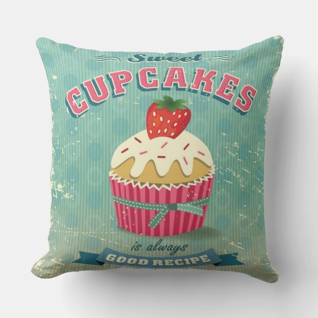 Illustrationen av vintagemuffins undertecknar kudde (Framsida)