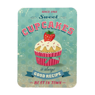 Illustrationen av vintagemuffins undertecknar magnet