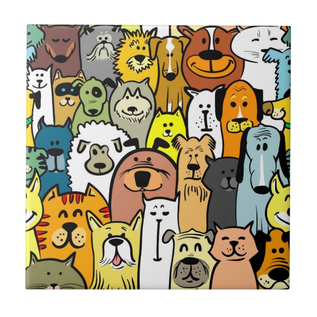 illustrationer av animerad Hundar och Katter Kakelplatta (Framsidan)