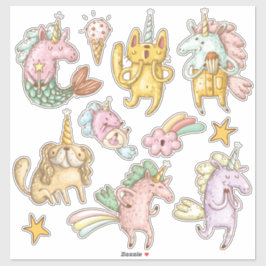 Illustrationer av Dodle Unicorns-Tecknaden Klistermärken