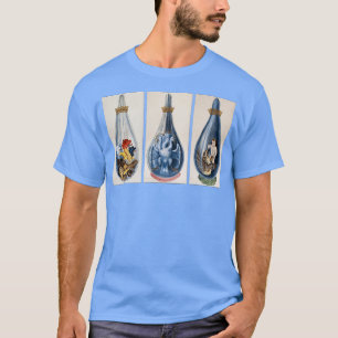Illustrationer av drakar i alkaliska flaskor från t shirt