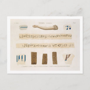 Illustrationer av hieroglyfer och arm i en mu vykort
