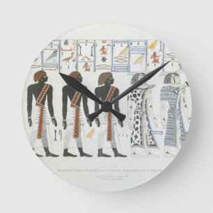 Illustrationer av hieroglyphics från gravarna av rund klocka