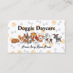 Illustrationer av kute-marionetter Doggie Daycar Visitkort
