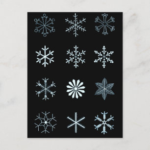 Illustrationer av Snöflingor (svart) Vykort