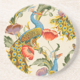 illustrationer av vintage Peacock och poppies Underlägg