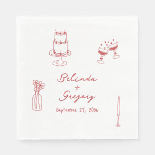 Illustrationer från hand plockade Maron Doodles Br Pappersservett
