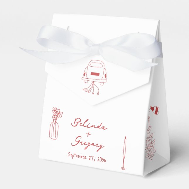 Illustrationer från hand plockade Maron Doodles Br Presentaskar (Framsidan Sidan)