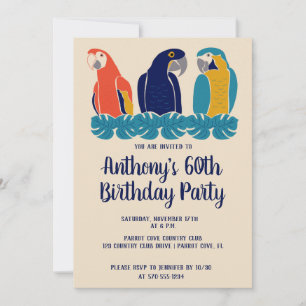 Illustrationer från Macaws Tropical Thned Party Inbjudningar