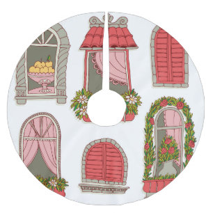 Illustrationer med Vintagen Windows: Konstnärlig. Julgransmatta Borstad Polyester