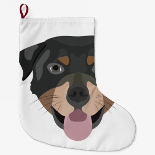 Illustrationhundansikte Rottweiler Stor Julstrumpa