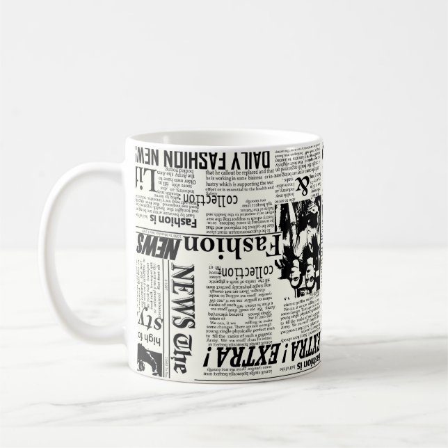 Illustrations of newspapers front page art work wa kaffemugg (Vänster)