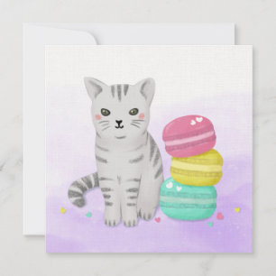 Illustrationsbild av Cute Cat och Dessert Kort