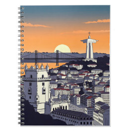 Illustrationsbok för Lissabon Solnedgång – Retro P Anteckningsbok