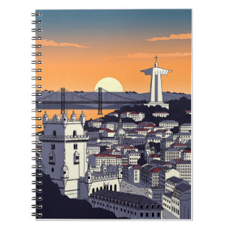 Illustrationsbok för Lissabon Solnedgång – Retro P Anteckningsbok