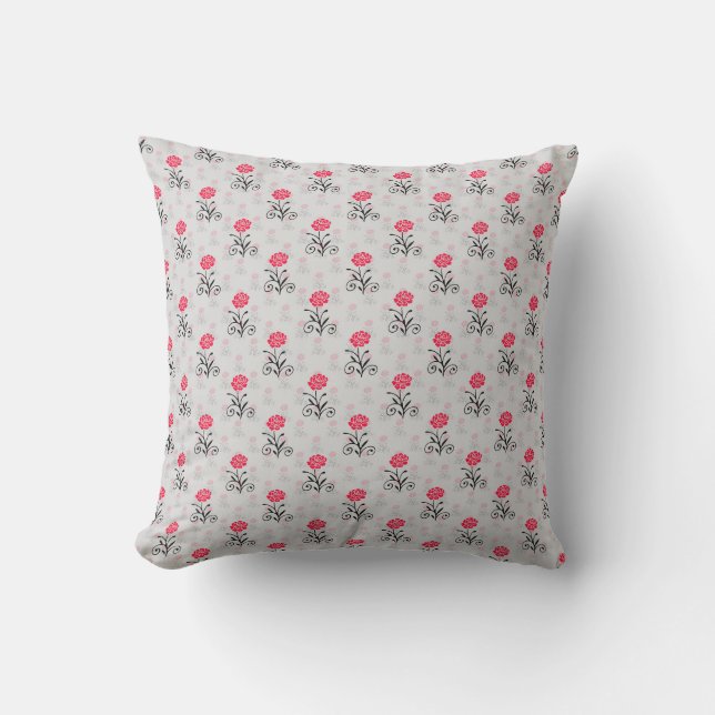 Illustrationsdesign för rödblommiga streck kudde (Framsida)
