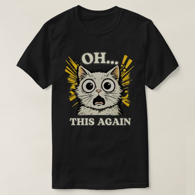 Illustrationsdesign för uttrycksfulla kattreaktion t shirt (Design framsida)