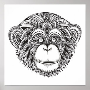 Illustrationsdocka för apa 2 poster