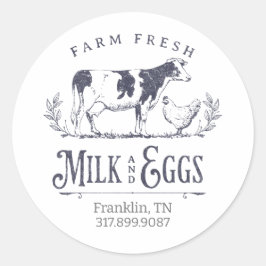 Illustrationsetikett för mjölkko runt klistermärke