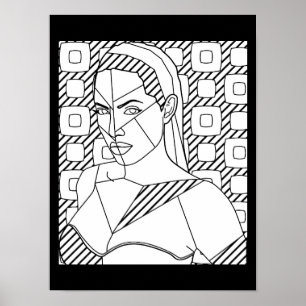 illustrationsfärgsida för kvinnlig abstrakt - kont poster