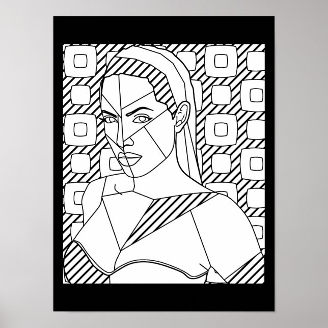 illustrationsfärgsida för kvinnlig abstrakt - kont poster (Framsidan)