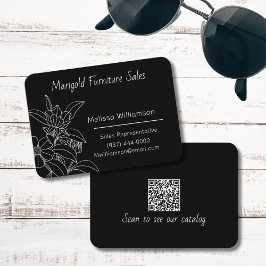 Illustrationsflödor med minimalistisk linje med QR Visitkort