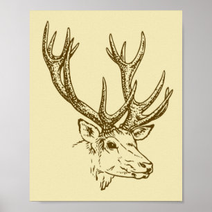Illustrationsgrafik för hjortens huvud poster