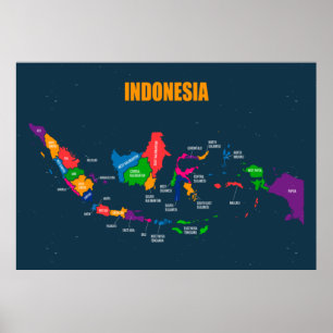 ILLUSTRATIONSKONSTRUKTION FÖR KARTA I FÄRGINDONESI POSTER