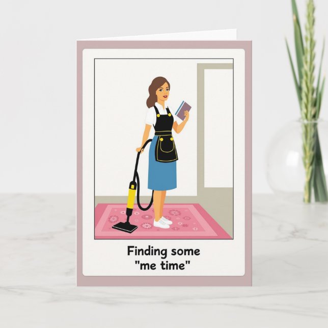 Illustrationskort för läsande mamma kort (Framsida)