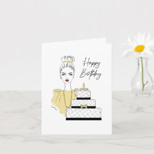 Illustrationskort grattis på födelsedagen Mode Kort