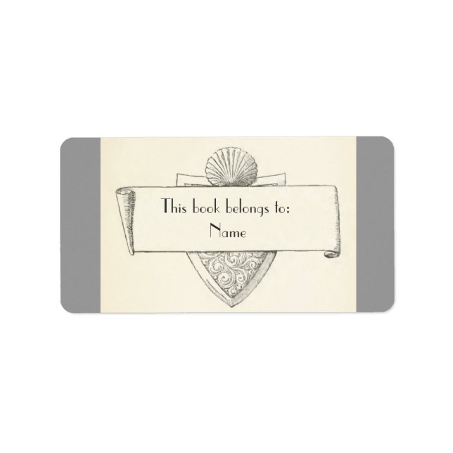 Illustrationsmärkning av antika bokplåtar adressetikett (Framsidan)